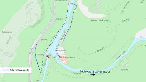 East Lyn bridge alternative route map
